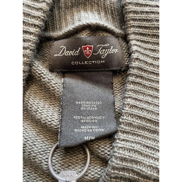 David Taylor Collection Full Zip Men’s Sweater Medium Black Gray 100% Acrylic - Picture 3 of 3